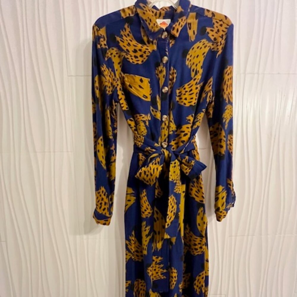 FARM Rio Navy and Yellow Bananica Jumpsuit, Size S